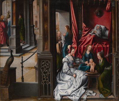 Johannes Döparens födelse och namngivning, ca. 1514-15. av Bernard van Orley