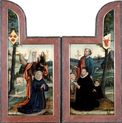 Triptyk med St Peter och St Anne, framsida, 1500-talet. av Bernard van Orley
