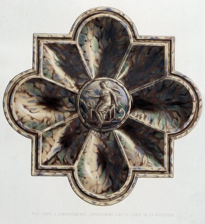 Tallrik jaspé med fack - Tallrik keramik, i "" The work of Bernard Palissy"" av C. Delange och C. Borneman, Paris av Bernard (after) Palissy