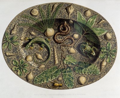Plate à reptiles - Plate céramique, i "" The work of Bernard Palissy"" av C. Delange och C. Borneman, Paris av Bernard (after) Palissy