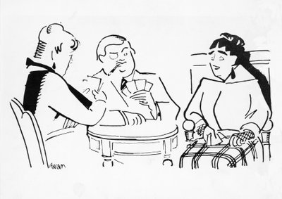 Kortspel, illustration för Cheri, roman av Sidonie-Gabrielle Colette (1873-1954) av Bernard Becan