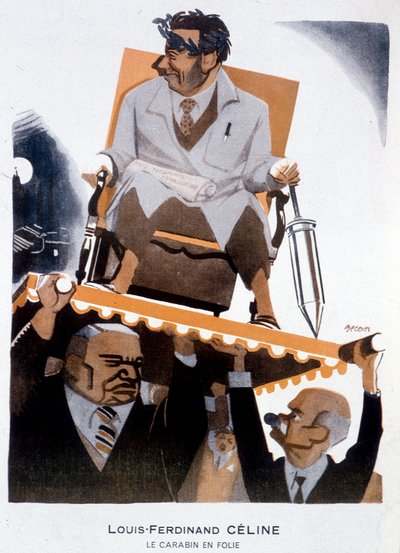 Tecknad av Louis-Ferdinand Celine (1894-1961) (Louis Ferdinand Celine) - Illustration av Bernard Becan (Bernhard Kahn) (1890-1943) i "" Fantasio""" av 1933-01-15 av Bernard Becan