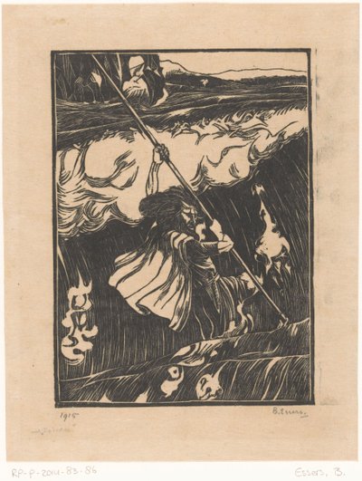 Cuchulainn kämpar mot bränningen av Bernard Essers (signed by artist)