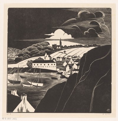 Hamn vid lågvatten (originaltitel på objekt) av Bernard Essers (signed by artist)
