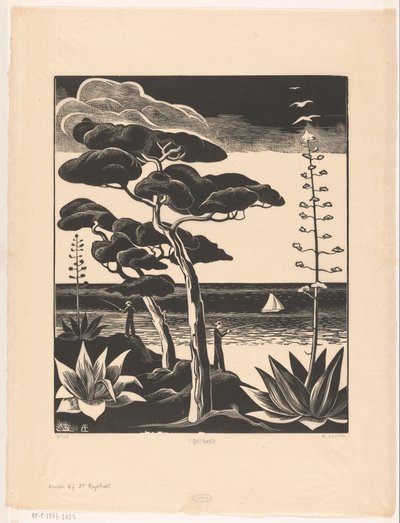 Kusten vid Saint-Raphaël (originaltitel på objektet) av Bernard Essers (signed by artist)