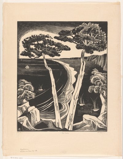 Pinjeträd (Breton Bay vid lågvatten) (originaltitel på objektet) av Bernard Essers (signed by artist)