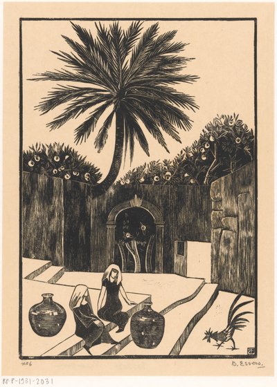 Gata med trappor i Taormina på Sicilien av Bernard Essers (signed by artist)