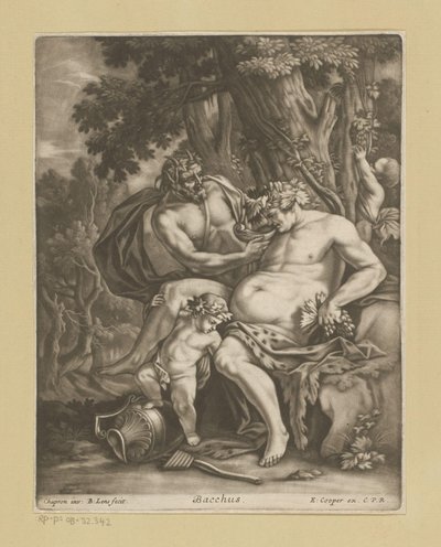 Bacchus omgiven av satyrer av Bernard Lens (II)