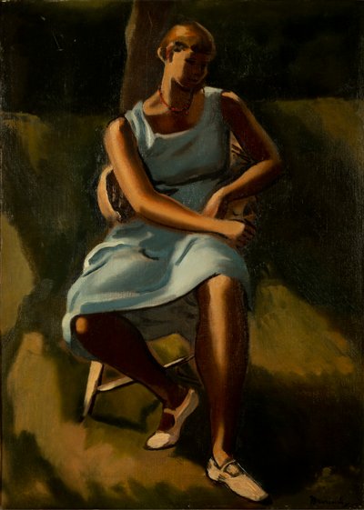 Sittande kvinnofigur (olja på duk) av Bernard Meninsky