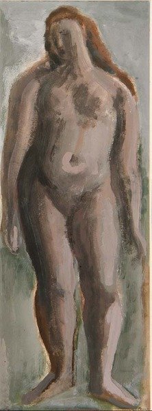 Stående kvinnlig figur (gouache på papper) av Bernard Meninsky