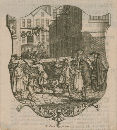 En scen från London, daterad 1720 av Bernard Picart