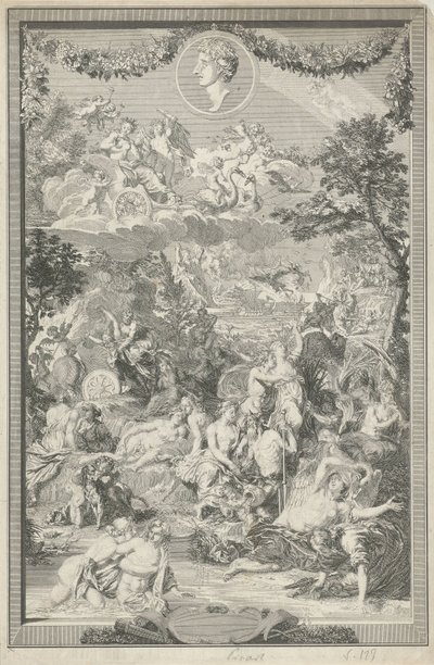 Allegorisk titelsida med olika scener ur Ovidius