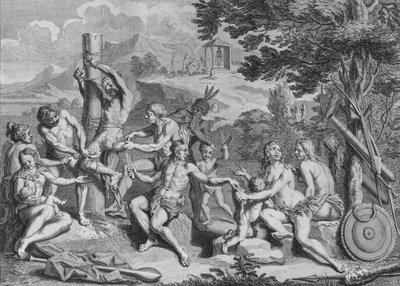 Fången offrade av antis, 1723. av Bernard Picart