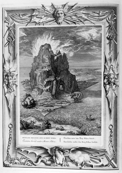 Enceladus begravd under Etna, 1733 av Bernard Picart