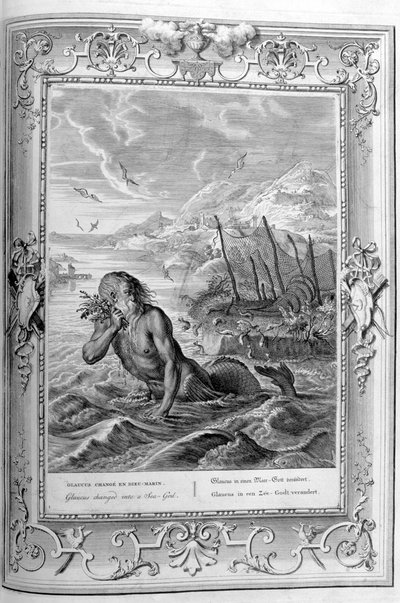 Glaucus förvandlades till en havsgud, 1733 av Bernard Picart