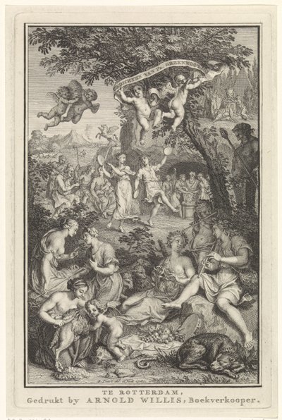 Landskap med herdar och herdinnor Titelsida för: F. Greenwood, Poems, 1719 av Bernard Picart