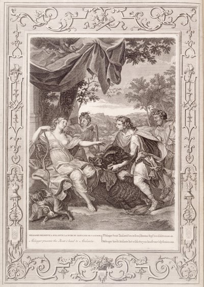 Meleager presenterar vildsvinens huvud till Atalanta, 1731 av Bernard Picart