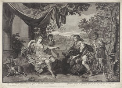 Meleager ger huvudet av den kaledonska galten till Atalanta History of Meleager (serietitel) av Bernard Picart