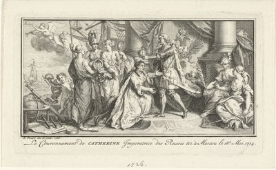 Peter den store kröner sin hustru Katarina I som kejsarinna, 1726 av Bernard Picart