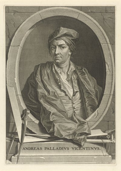 Porträtt av arkitekten Andrea Palladio 1508-1580 efter Paolo Veronese, 1716. av Bernard Picart
