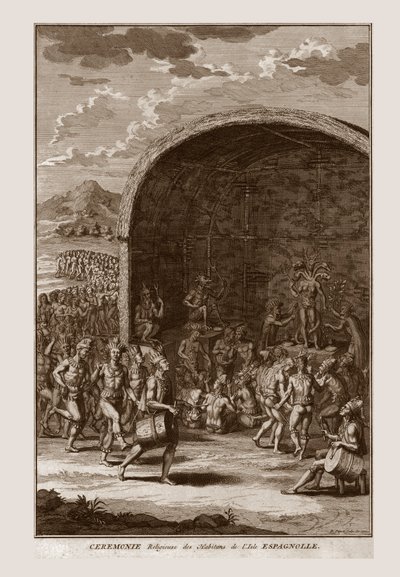 Religiös ceremoni för invånarna på Isle of Hispaniola, c1721. av Bernard Picart