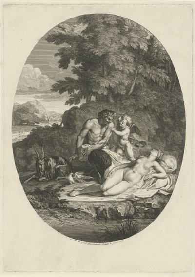 Satyr förföljer den sovande Venus av Bernard Picart