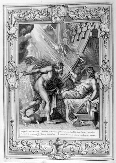Semele förtärs av Jupiters eld, 1733 av Bernard Picart