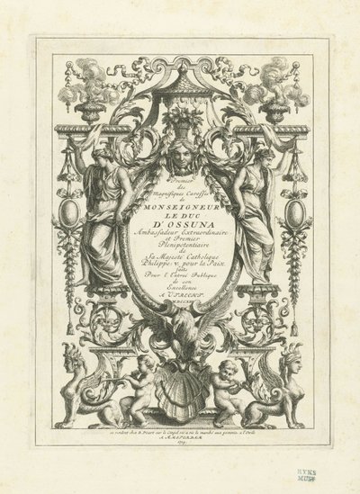 Titelblad till serien av planscher över hertigen av Osunas statsvagn, 1713 av Bernard Picart