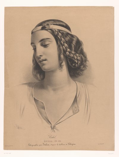 Portret van de skådespelerskan Mademoiselle Rachel (Élisabeth Rachel Félix) Rachel (titel på objekt) Studie (serietitel på objekt) av Bernard Romain Julien