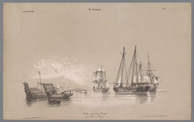 Segelfartyg i hamnen Skildringer av livet på landsbygden (serietitel) La kampanj. Etudes varieés aux deux Crayons (serietitel på objekt) av Bernard Romain Julien