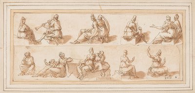 Skissblad med flera figurer av Bernard Salomon