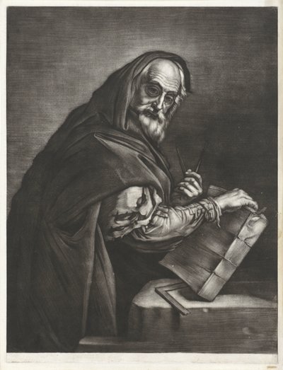 Filosof med en kompass och en bok Philosophers Portraits (serietitel) av Bernard Vaillant