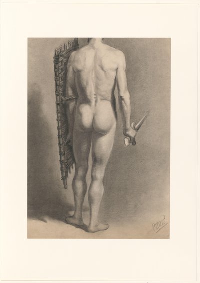 Man naken med svärd och sköld, sedd bakifrån av Bernard Willem Wierink (signed by artist)