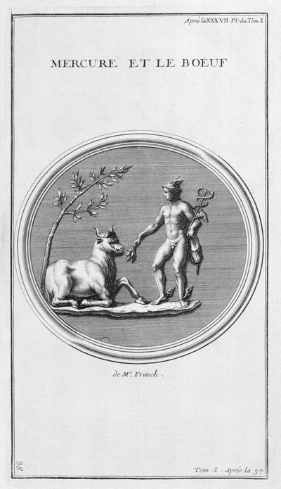 Merkurius och Oxen, 1757 av Bernard de Montfaucon