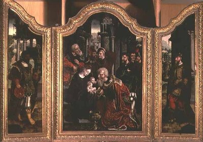 Tillbedjan av Magi (olja) av Bernard van Orley