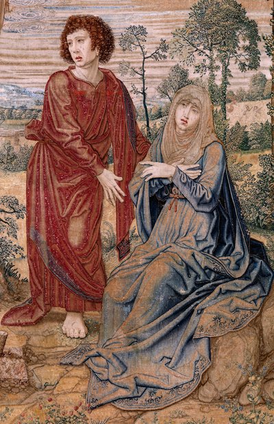 flamländsk gobeläng. Serien Dais of Charles V (Baldachin of Margaret of Austria). Barmhärtighetens Kristus (Cristo de la Misericordia). Gobelängpanel bakom läktaren. Modell Bernard van Orley (1491-1542). Tillverkning Pieter de Pannemaker, Bryssel. 1518-152 av Bernard van Orley