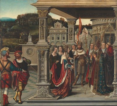 Sankta Helena inför påven i Rom, ca 1510-1520. av Bernard van Orley
