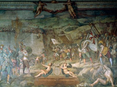Slaget vid Bona mellan genueser och turkar, 16 september av Bernardino Barbatelli Poccetti