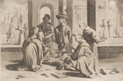 Avsnitt 25: I Rom botar Saint Bernardino en sjuk ung man, Avsnitt 26: Saint Bern..., 1610-39. av Bernardino Capitelli