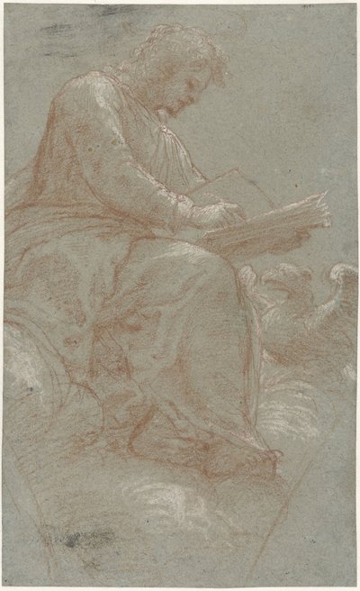 Saint John skriver på molnen av Bernardino Lanino (possibly)