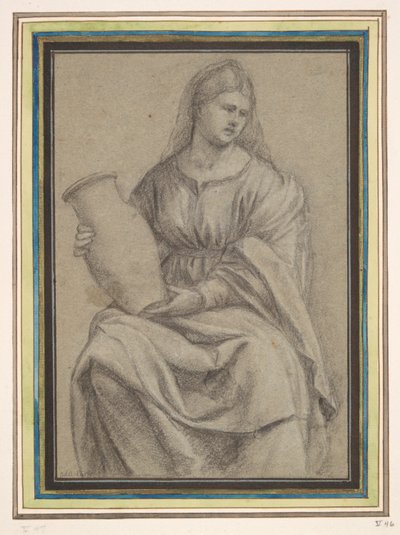 Kvinna som håller en vas av Bernardino Licinio