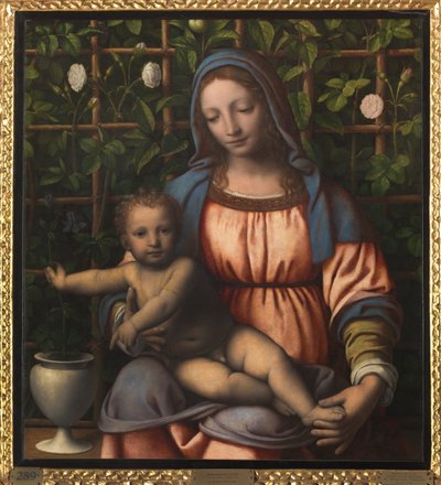 Madonna och barn (Madonna del Roseto) av Bernardino Luini