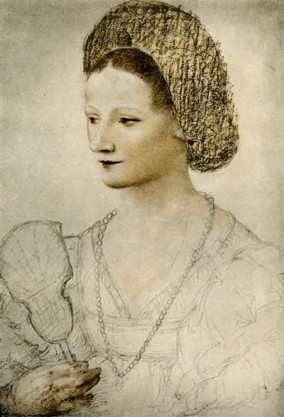 Porträtt av en okänd kvinna med en fläkt av Bernardino Luini