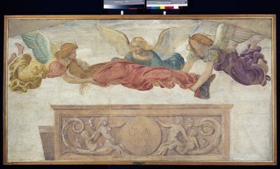 St. Katarinas kropp buren av änglar, ca 1514 (fristående fresk ombord) av Bernardino Luini