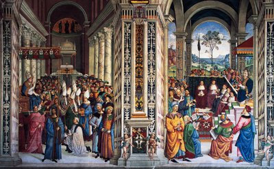 Pius II anländer till Ancona för att starta korståget (1500-talet), fresk av Pinturicchio (1452-1513), Piccolomini bibliotek, katedralen i Siena, Toscana, Italien av Bernardino di Betto Pinturicchio