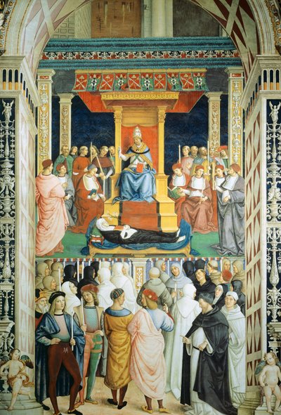 Pius II helgonförklarade den heliga Katarina av Siena 1461 av Bernardino di Betto Pinturicchio