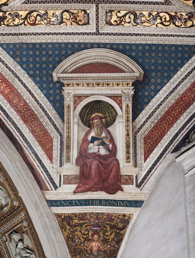 Saint Hieronymus, detalj av kyrkans läkare (fresk av Bernardino di Betto Pinturicchio