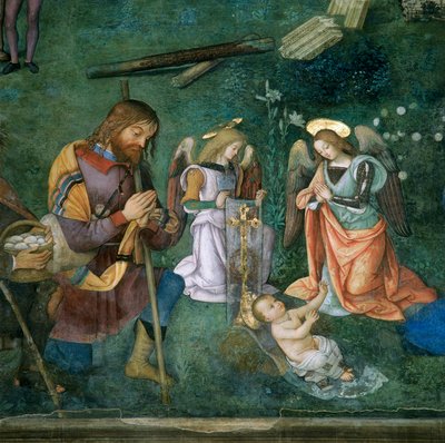 Kristusbarnet, detalj av födseln av Bernardino di Betto Pinturicchio
