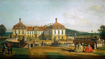Det kejserliga nöjespalatset Schloßhof, gårdssidan av Bernardo Bellotto