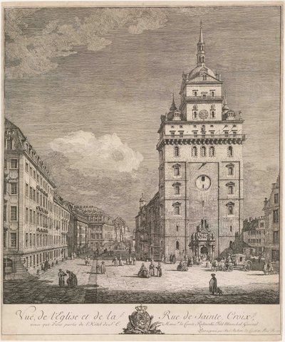 Den tidigare Kreuzkirche i Dresden, blad ur serien "Dresdenvyer" av Bernardo Bellotto